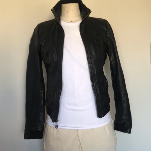 Guess Black genuine leather bomber jacket - Picture 2 of 8